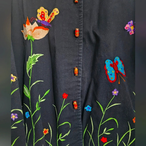 New Direction Vintage 90 Black Butterfly/Floral Embroidered Women's Jacket Sz 1X - Picture 5 of 10
